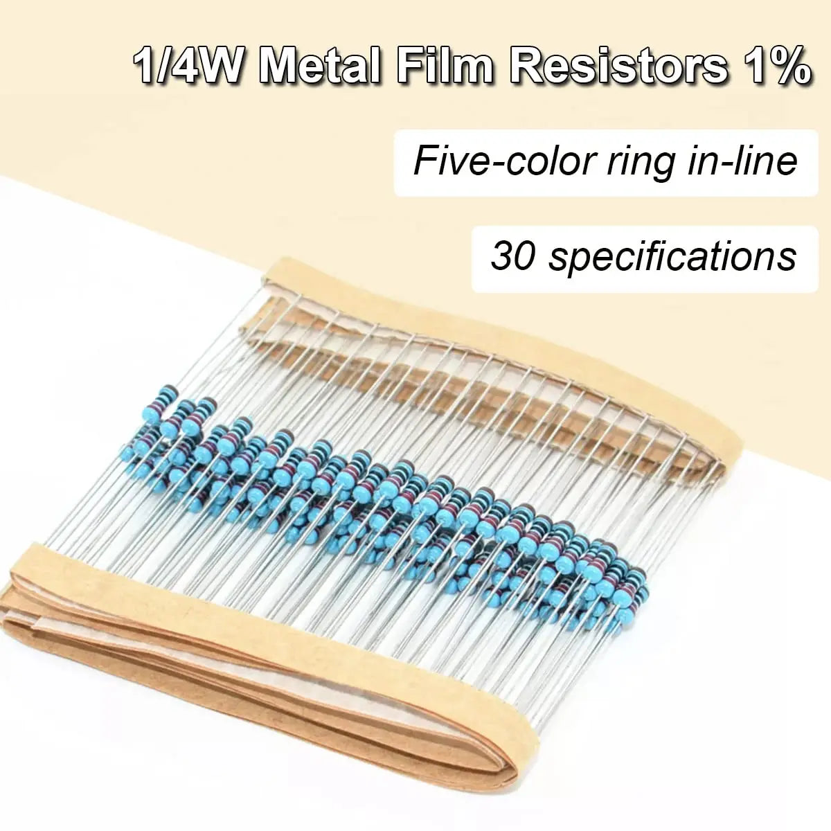 1/4W Metal Film Resistor Kit (30 Values)