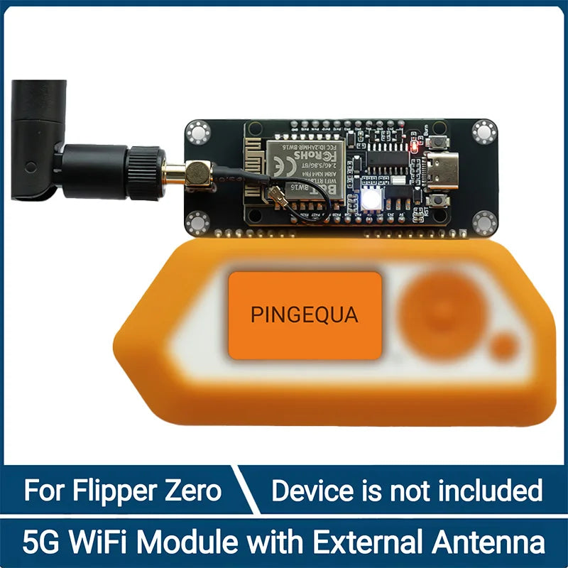 Flipper Zero Dual-Band 5GHz/2.4GHz WiFi Devboard- Preloaded Firmware, RTL8720DN (BW16) GPIO Module with 8dBi External Antenna