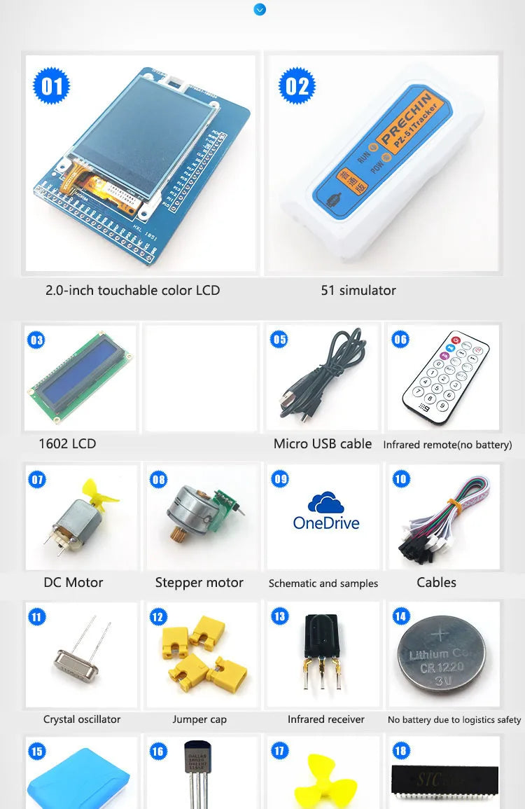 51 MCU Development Board STC89C516 + STM8S105C Dual Core AVR Learning Board + Touchable Color LCD + Motor + AD DA + 51 Simulator